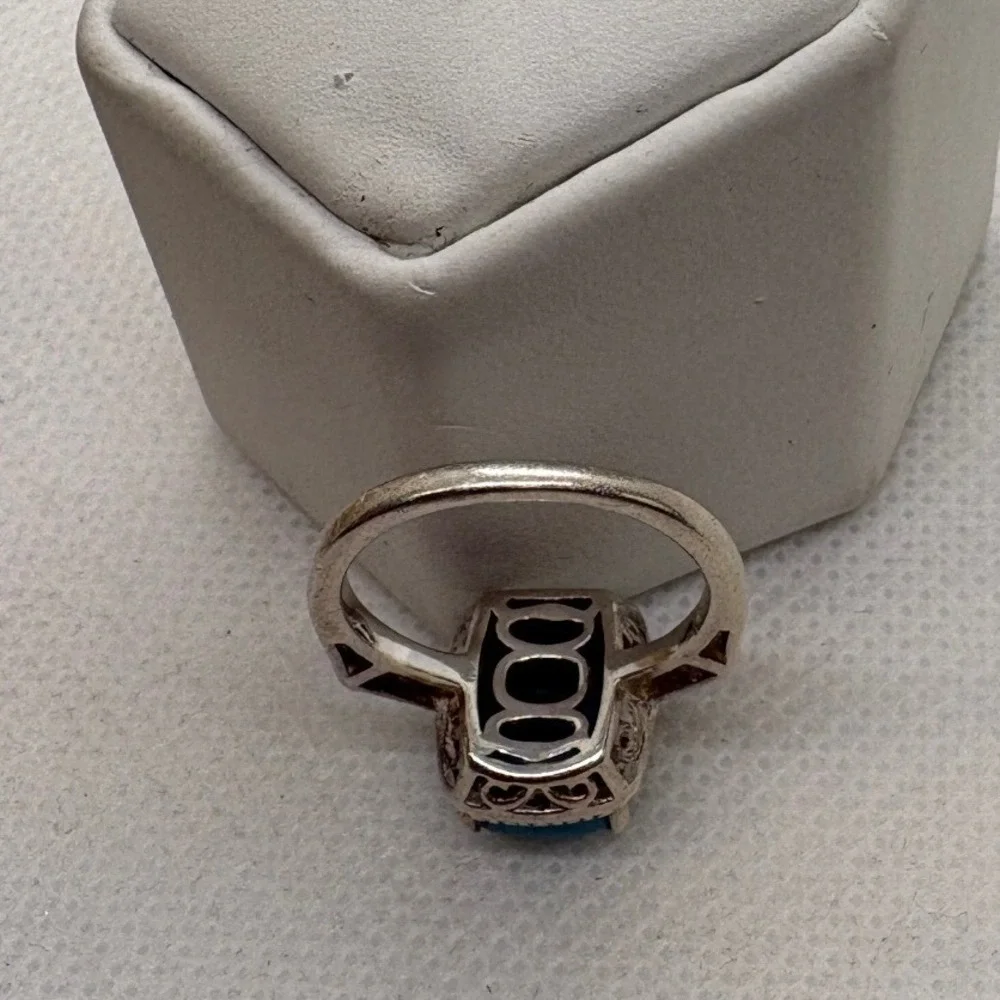 STS Chuck Clemency Turquoise Ring Size 5 Sterling Silver 925 Textured Band